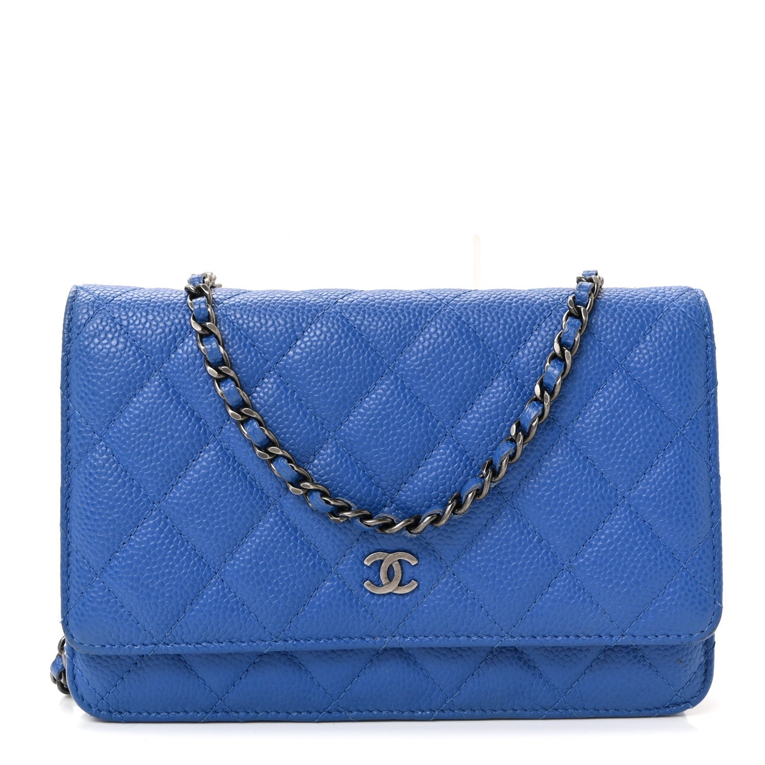 Chanel Caviar Quilted Wallet on Chain WOC Blue
