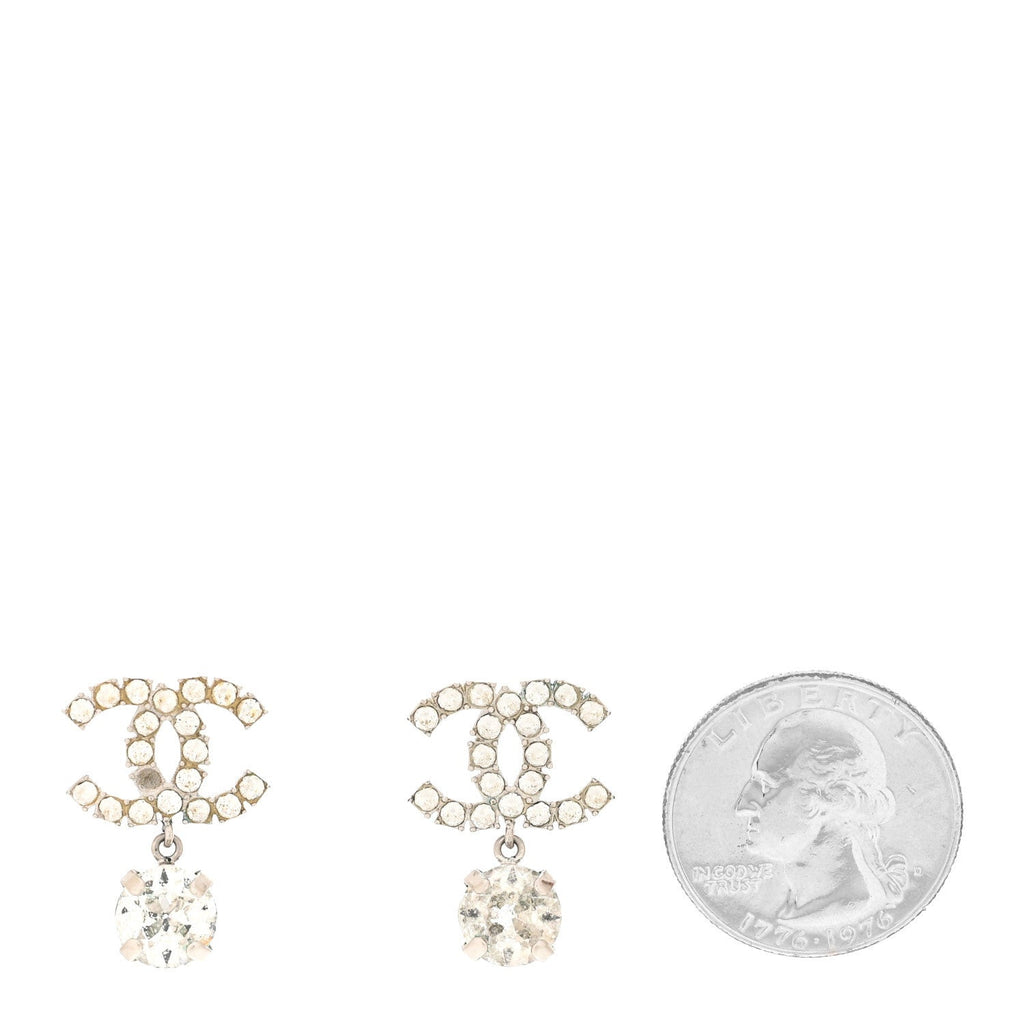 Crystal CC Drop Earrings Silver