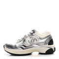 Fabric Laminated Calfskin Stretch CC Sneakers 36 White Silver