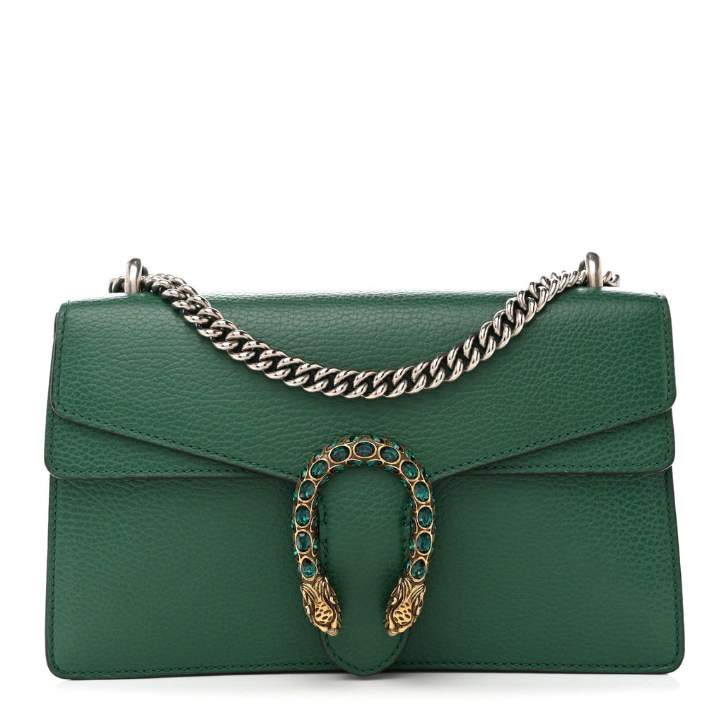 Gucci Dollar Calfskin Crystal Small Dionysus Shoulder Bag Emerald