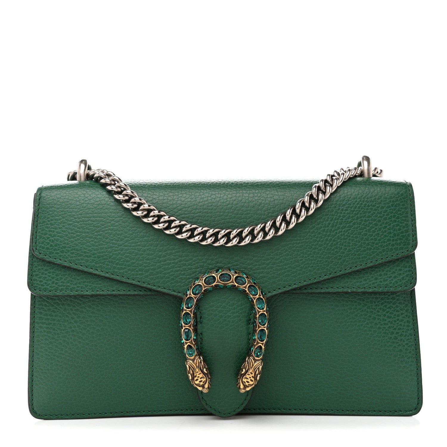 Gucci Dollar Calfskin Crystal Small Dionysus Shoulder Bag Emerald