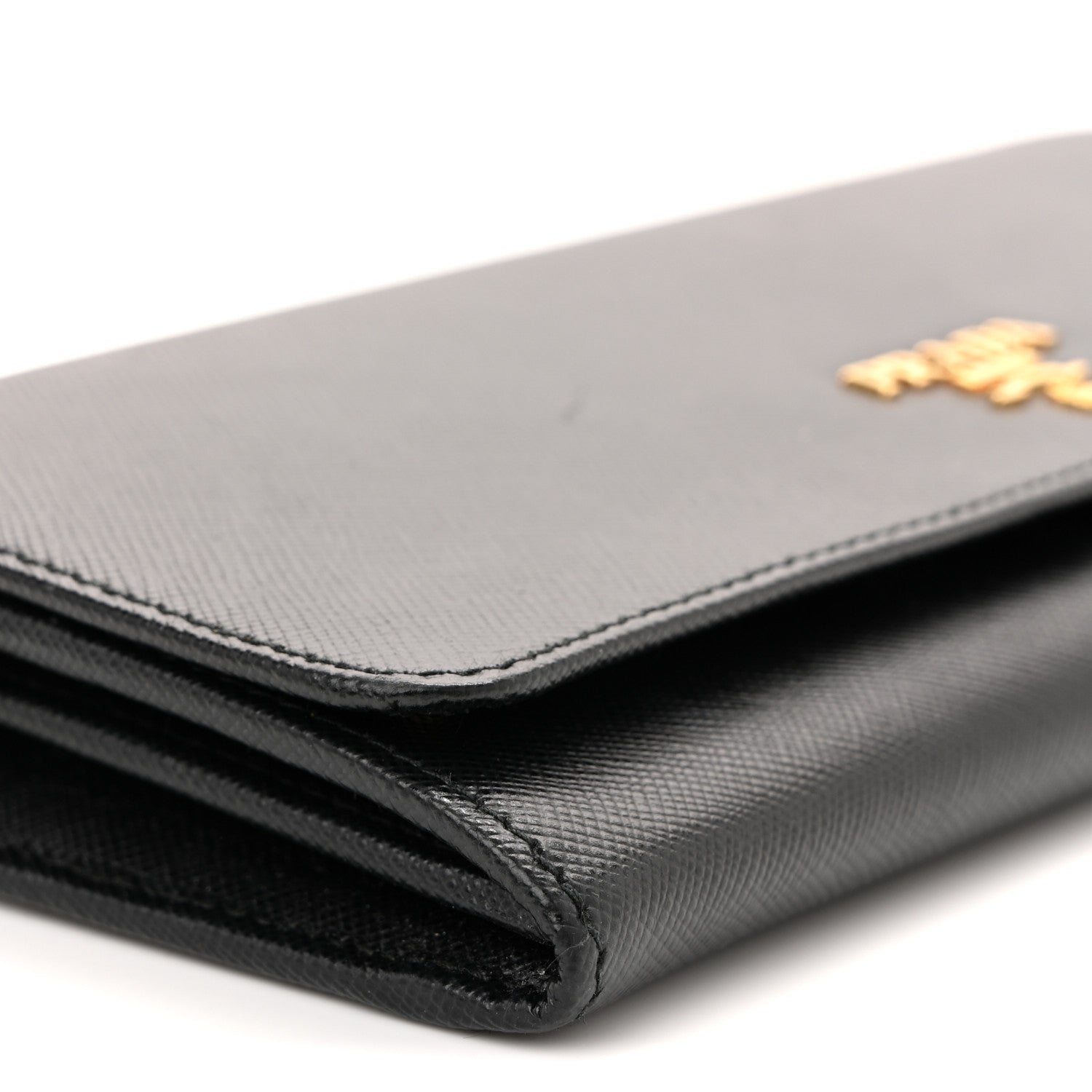 Prada Saffiano Metal Oro Chain Wallet Black