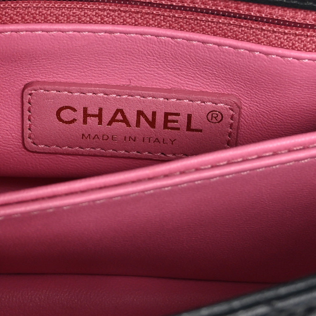 Chanel Goatskin Quilted Rainbow Extra Mini Coco Handle Flap Black