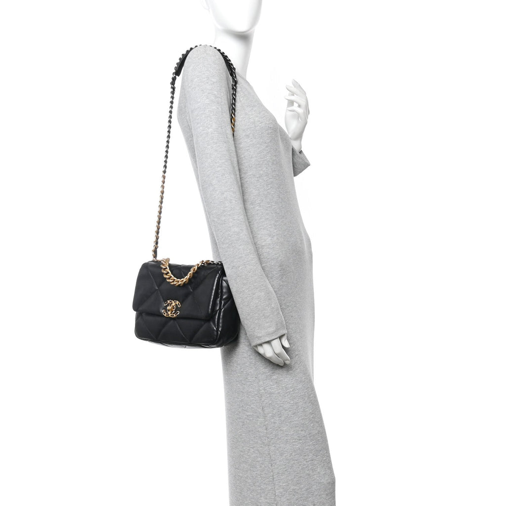 Chanel Lambskin Quilted Medium Chanel 19 Flap Black