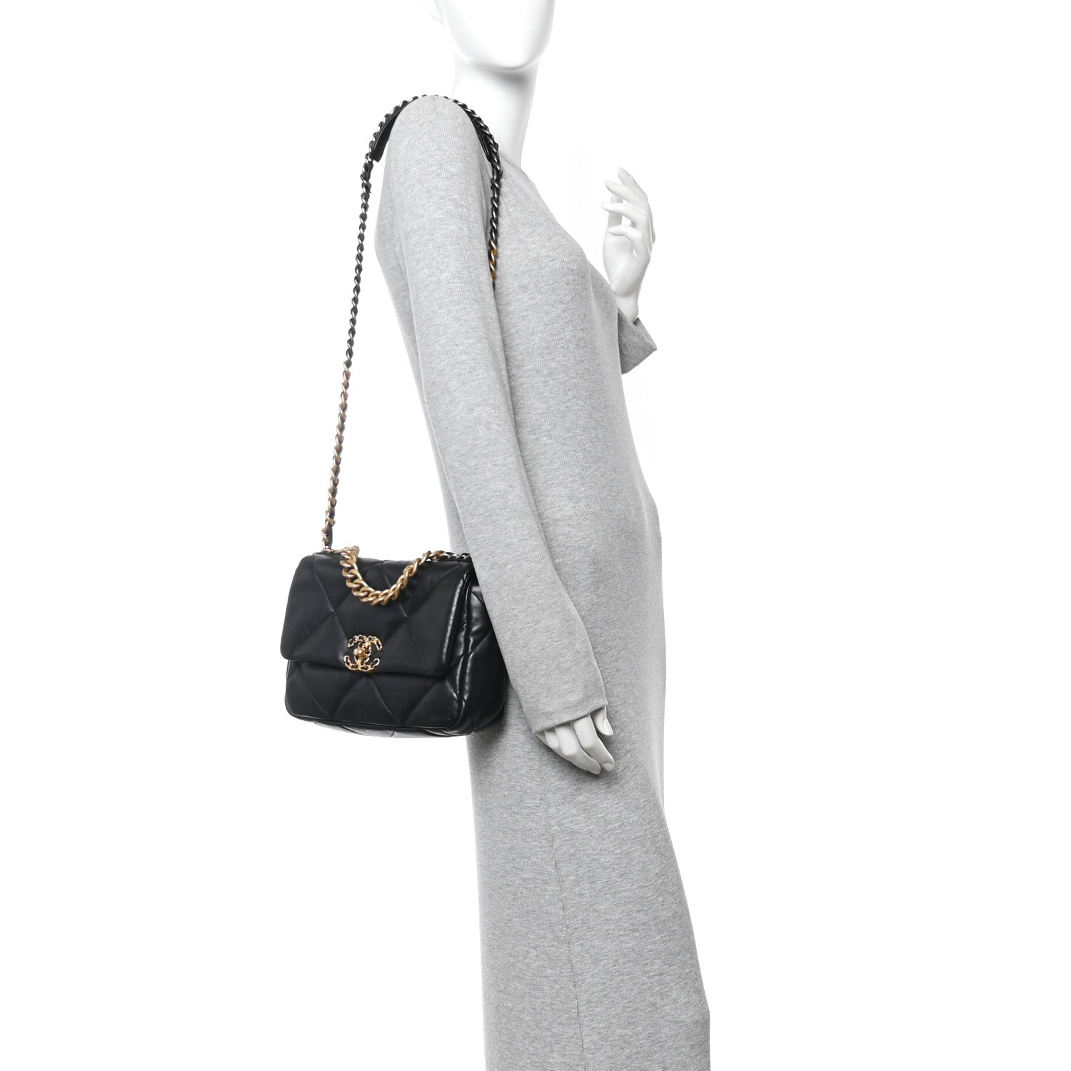Chanel Lambskin Quilted Medium Chanel 19 Flap Black