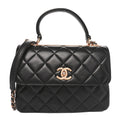 Chanel Lambskin Quilted Small Trendy CC Dual Handle Flap Bag Black
