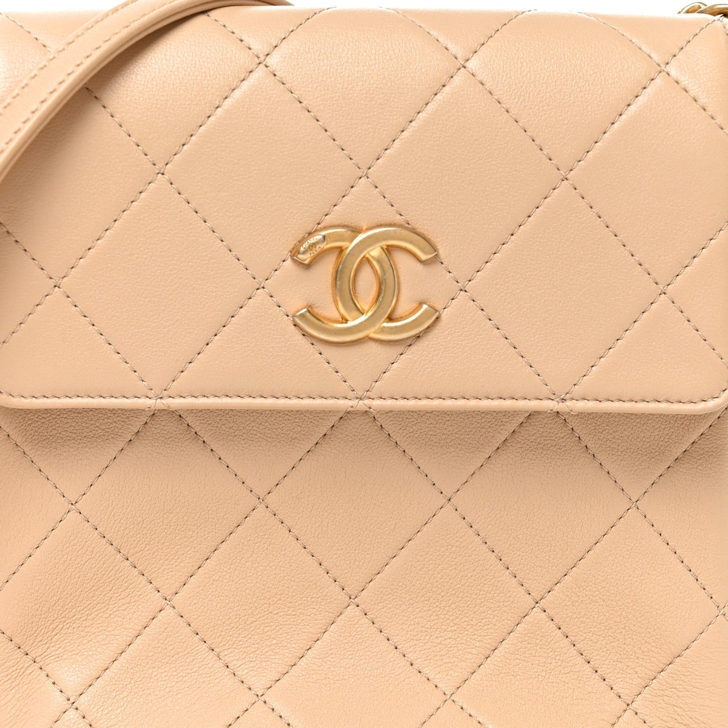 Chanel Calfskin Quilted Pearl Small Hobo Bag Beige