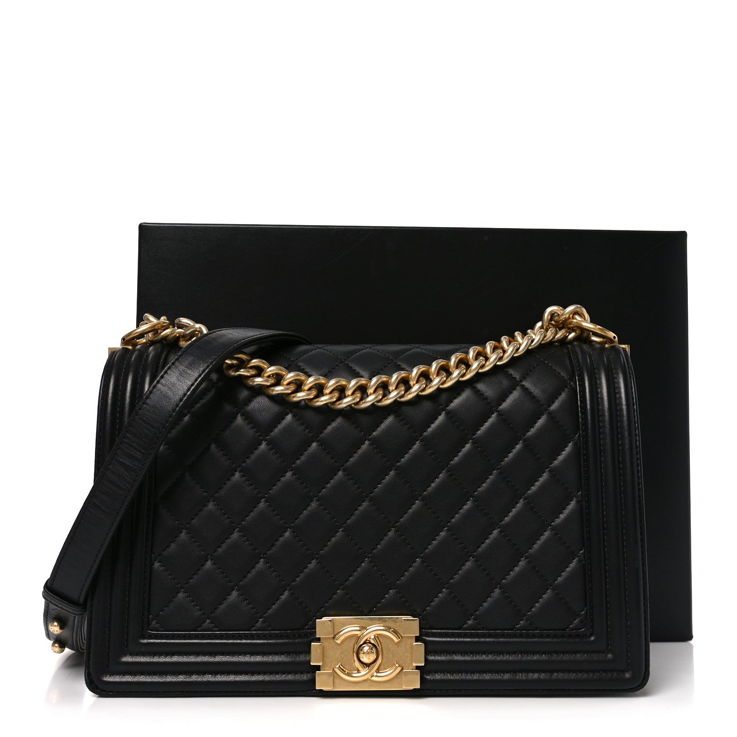Chanel Lambskin Quilted New Medium Boy Flap Black