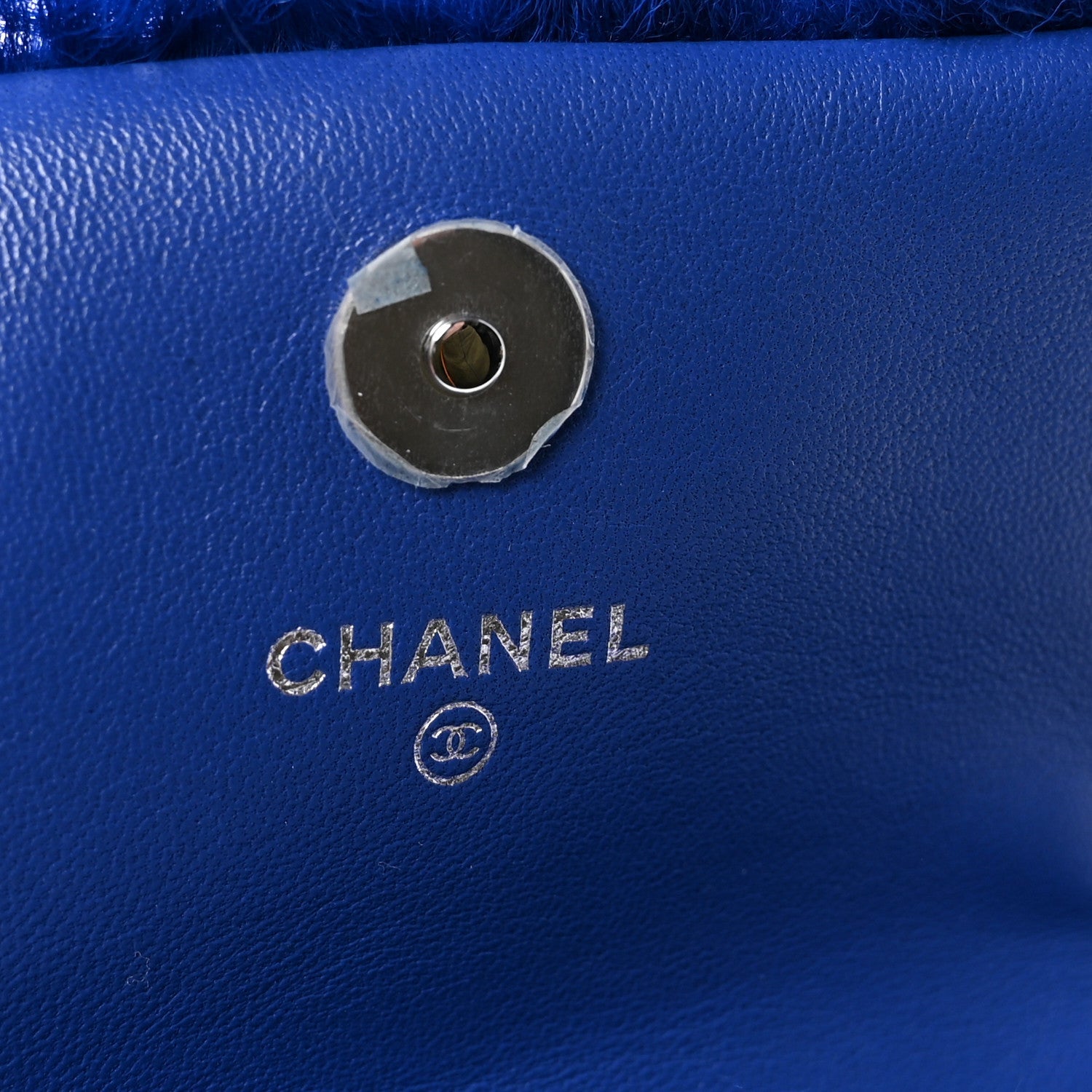 Chanel Shearling Lambskin CC Hook Card Holder Blue