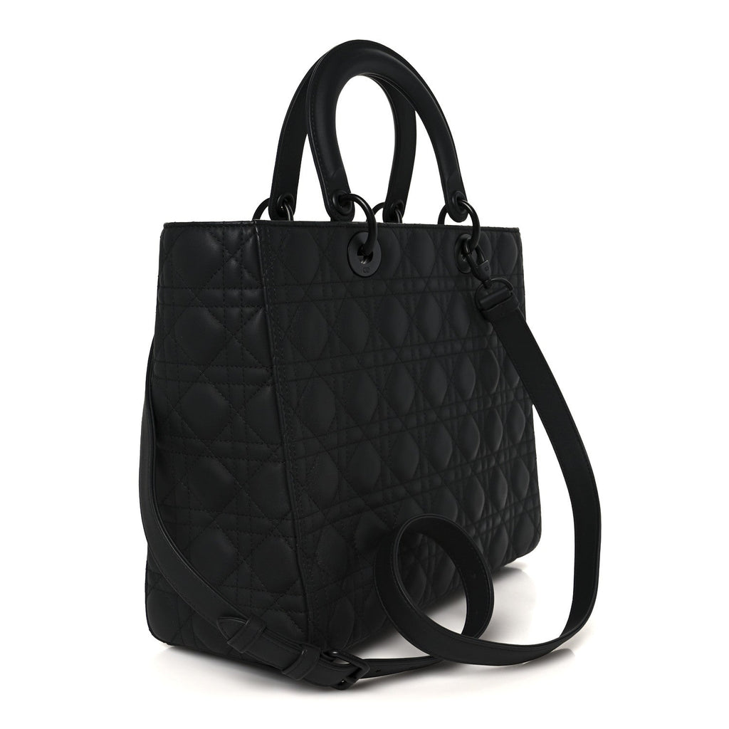Christian Dior Ultra Matte Calfskin Cannage Large Lady Dior Black