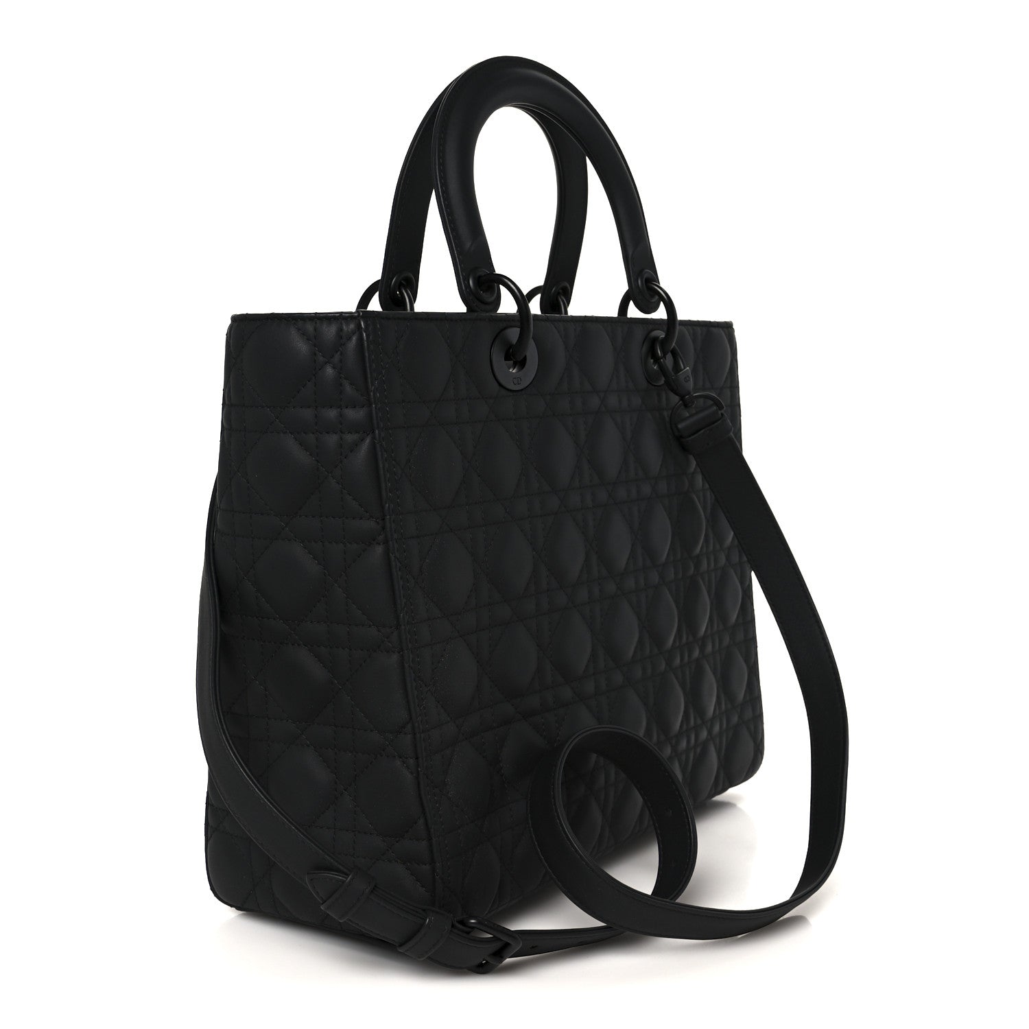 Christian Dior Ultra Matte Calfskin Cannage Large Lady Dior Black