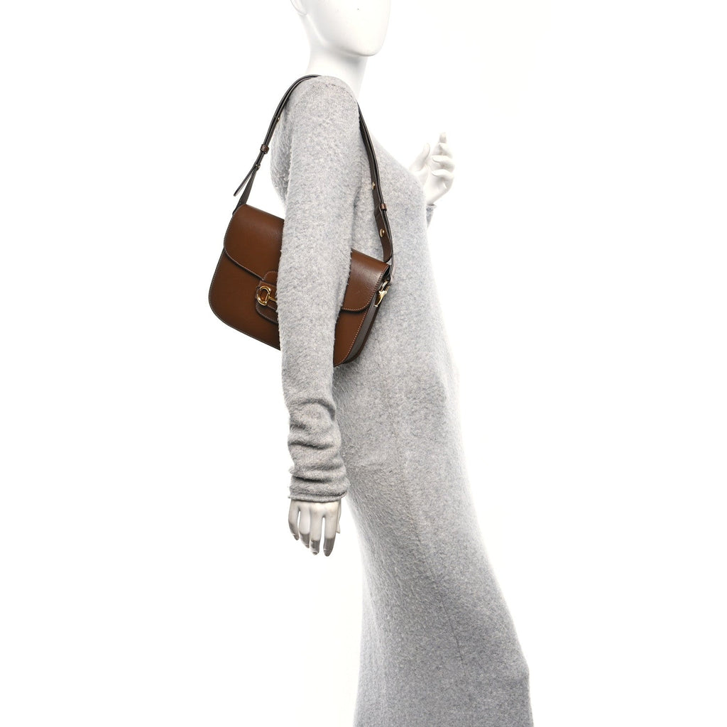 Gucci Azalea Calfskin Horsebit 1955 Shoulder Bag Brown Sugar