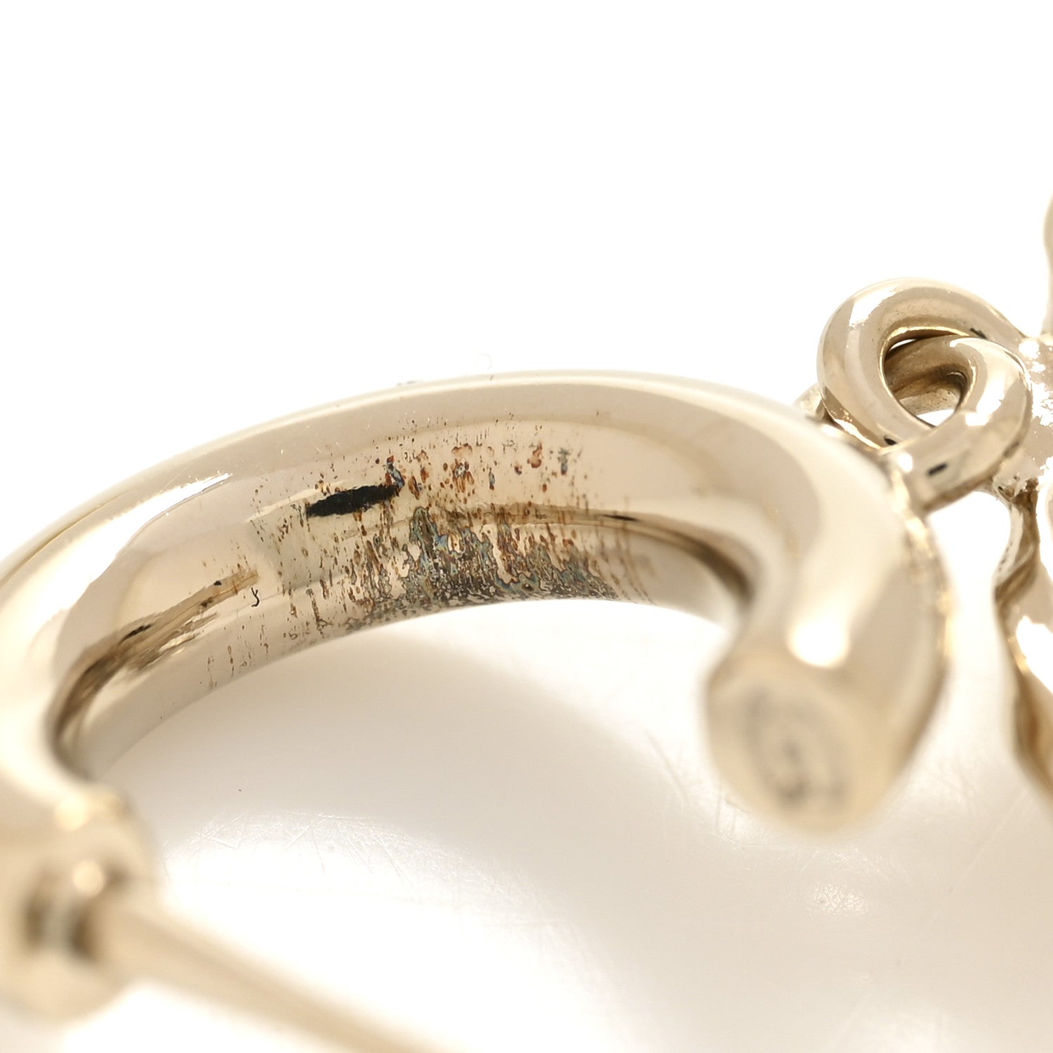Metal Crystal CC Hoop Drop Earrings Gold