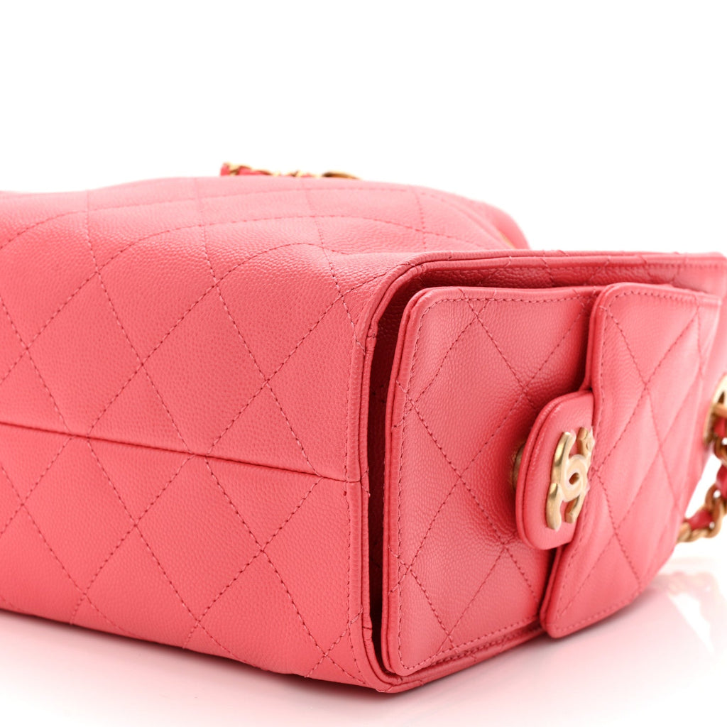 Chanel Caviar Quilted Mini Chanel 25 Handbag Coral