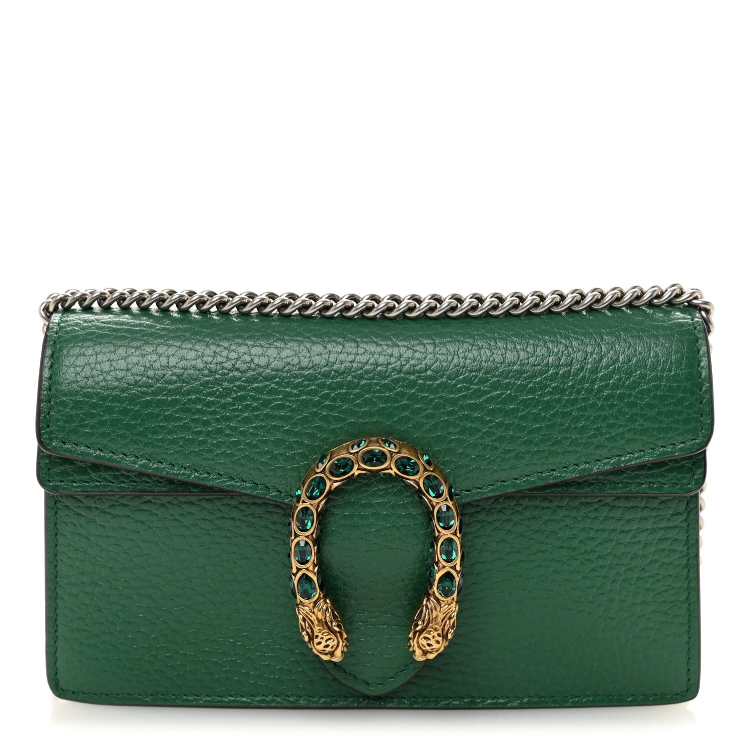 Gucci Dollar Calfskin Crystal Super Mini Dionysus Shoulder Bag Emerald