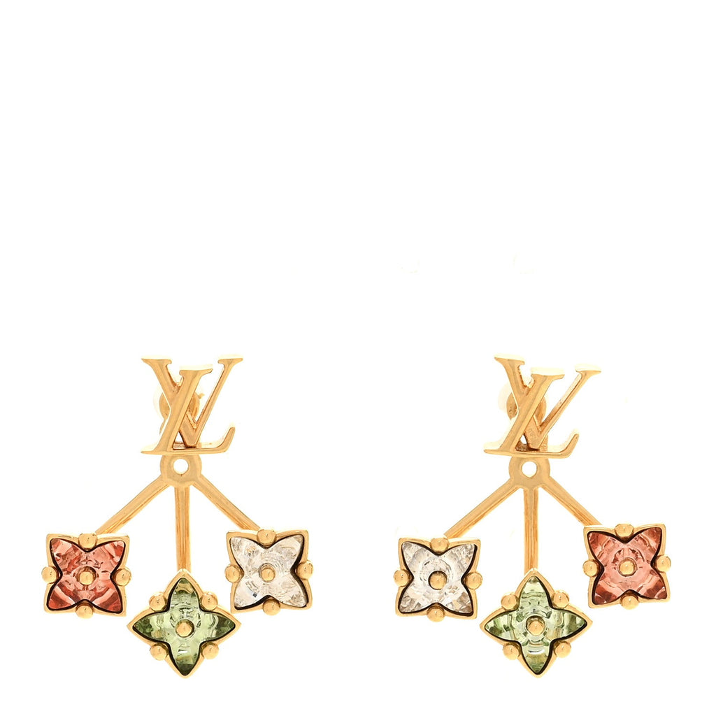 Louis Vuitton Metal Crystal Loulougram Earrings Multicolor
