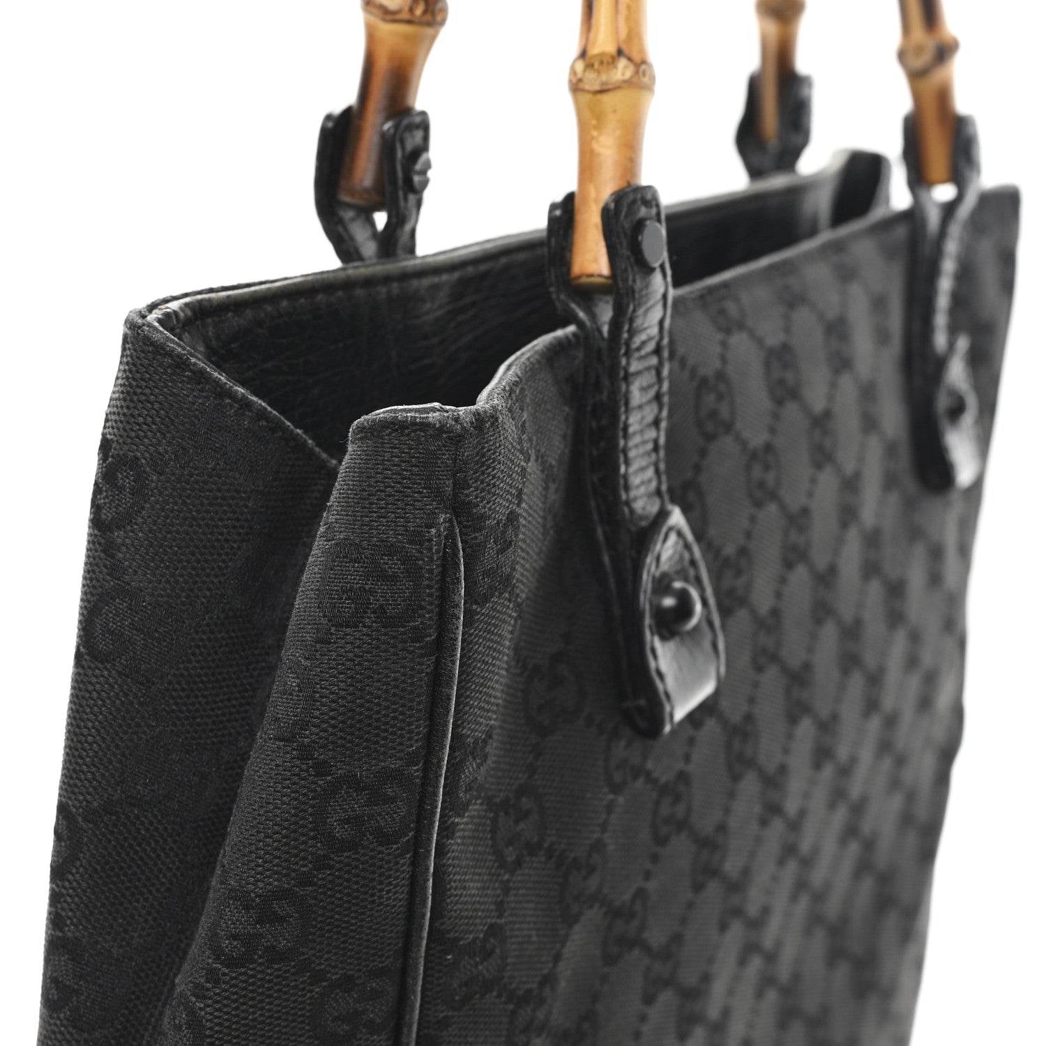 Gucci Monogram Bamboo Handle Bag Black