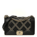 Chanel Calfskin Quilted Medium Chain Detail Boy Flap Black