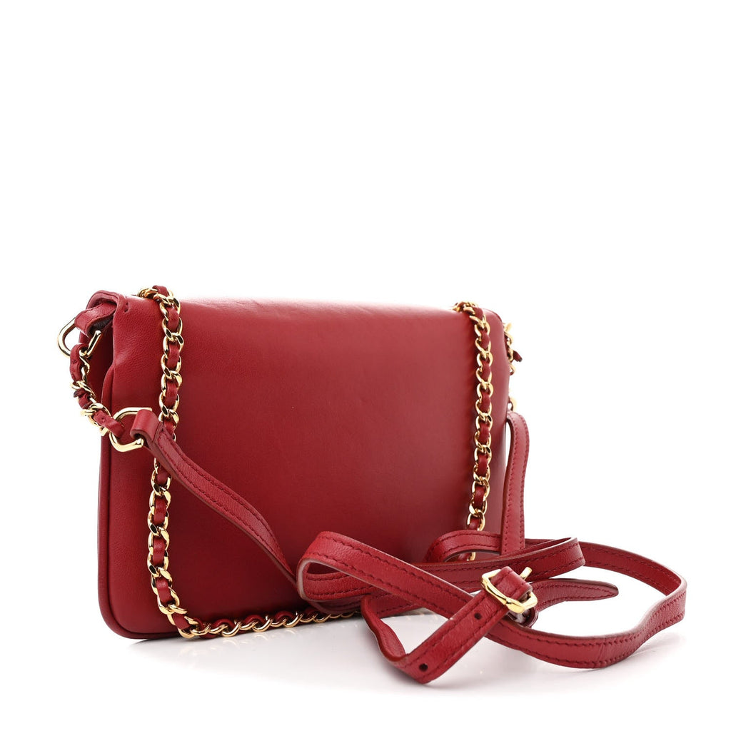 Chanel Lambskin Quilted CC Unchained Crossbody Red