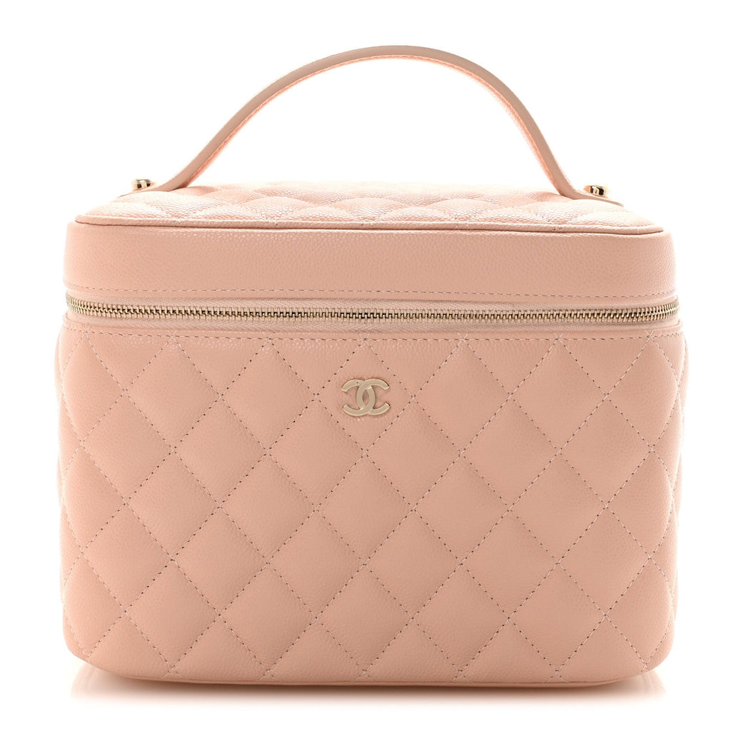 Caviar Quilted Large Vanity Pouch Light Pink