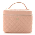 Caviar Quilted Large Vanity Pouch Light Pink