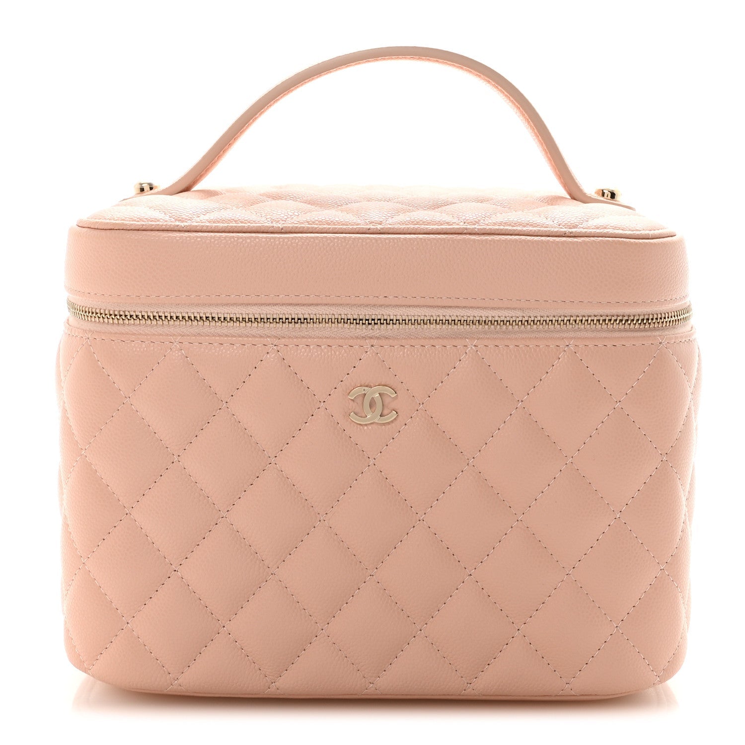 Caviar Quilted Large Vanity Pouch Light Pink