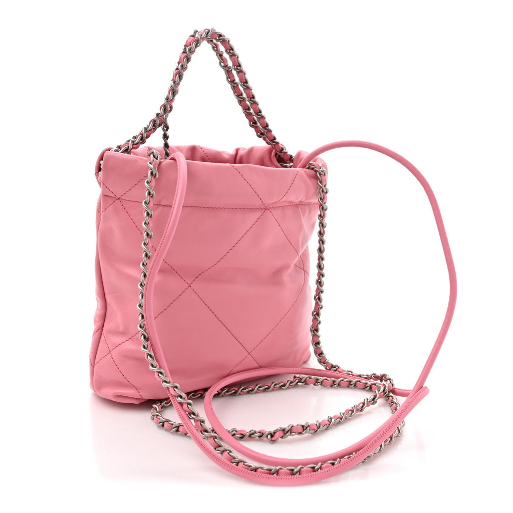 Chanel Shiny Calfskin Quilted Mini Chanel 22 Pink