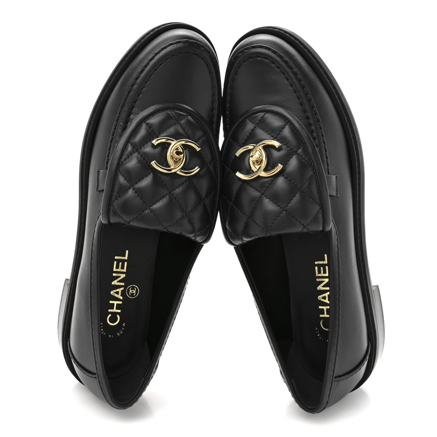 Lambskin Quilted CC Turnlock Loafers 39.5 Black