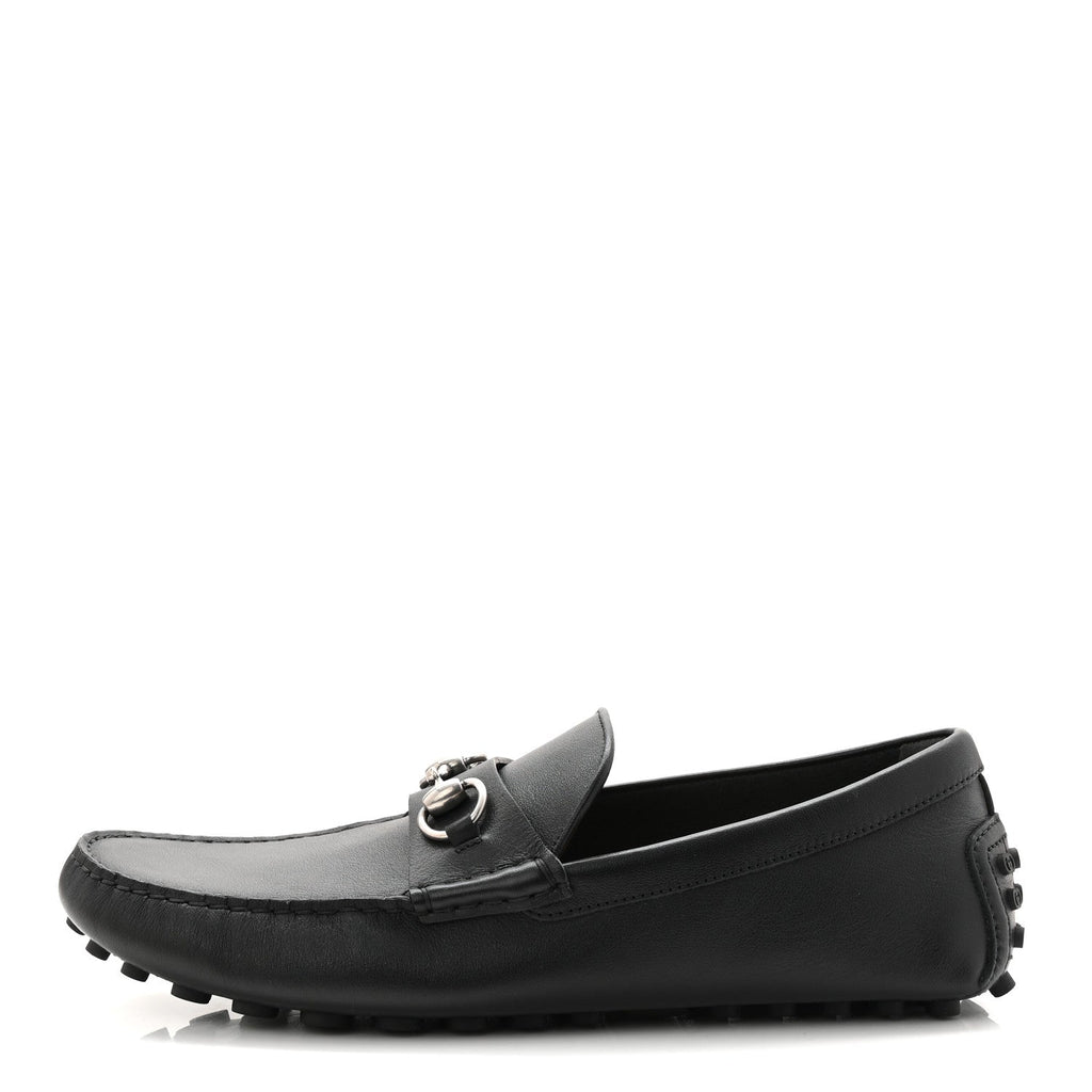 Gucci Soft Clove Calfskin Mens Horsebit Driver Loafers 9.5 Black