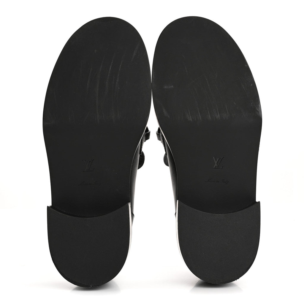 Louis Vuitton Calfskin Oversized Chain Academy Loafers 37.5 Black