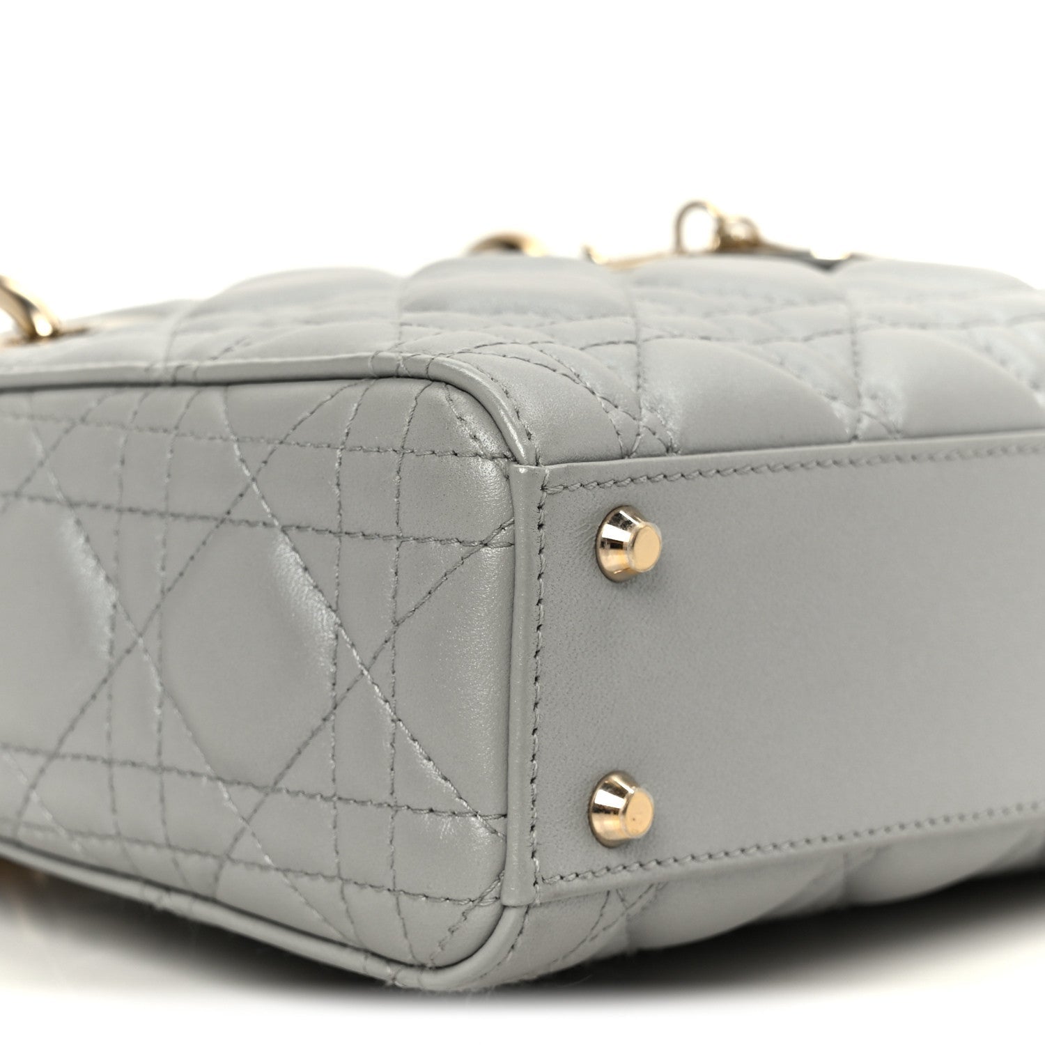 Christian Dior Lambskin Cannage Mini Lady Dior Gray Opaline