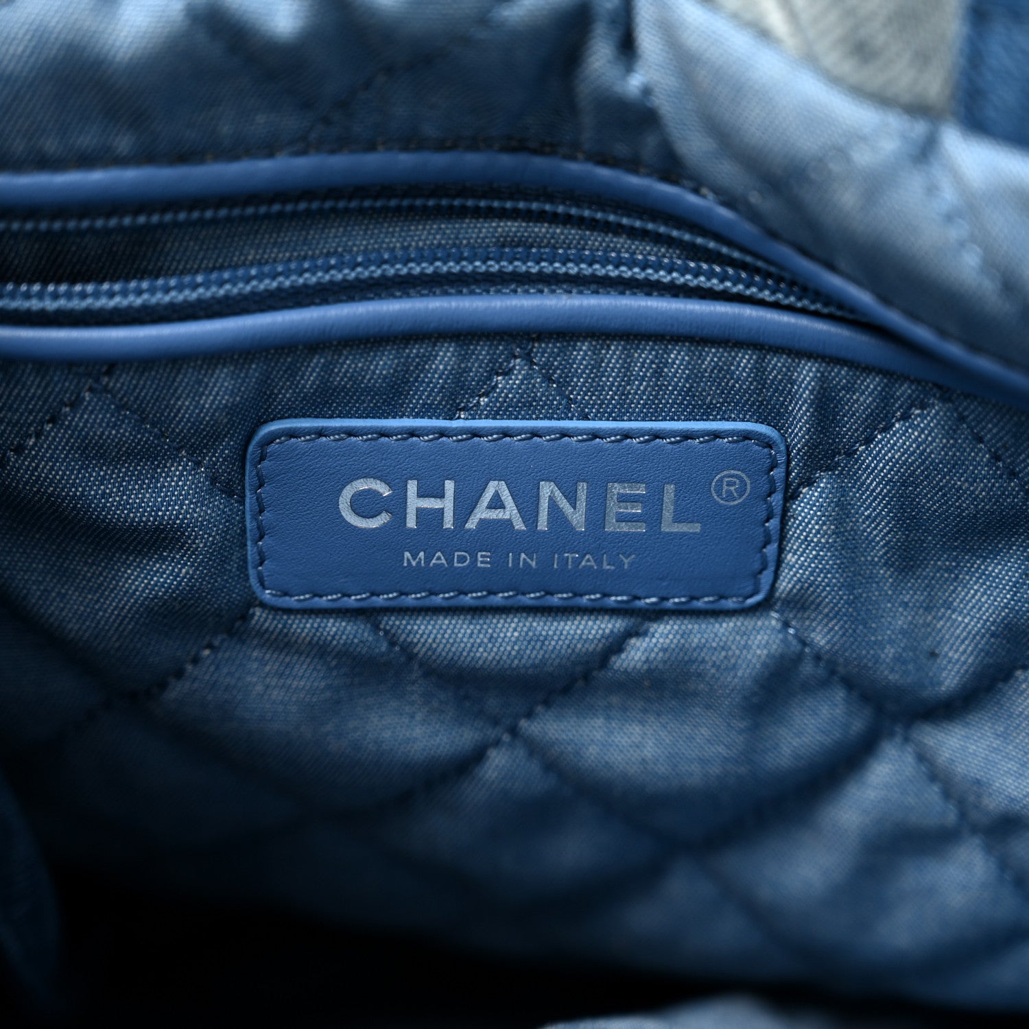 Chanel Denim Quilted Chanel 22 Backpack Blue