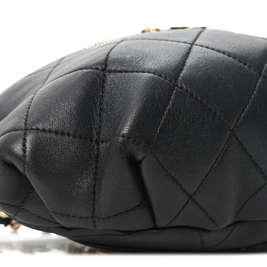 Chanel Lambskin Quilted Resin Bi-Color Waist Bag Fanny Pack Black