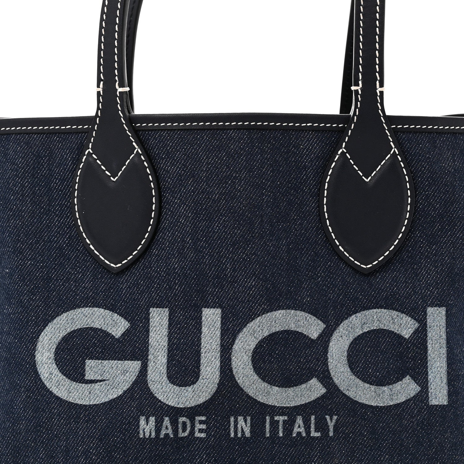Gucci GG Supreme Monogram Denim Small Totissima Reversible Tote Beige Blue