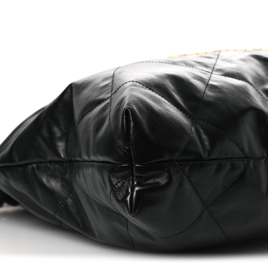 Chanel Shiny Calfskin Quilted Chanel 22 Black White