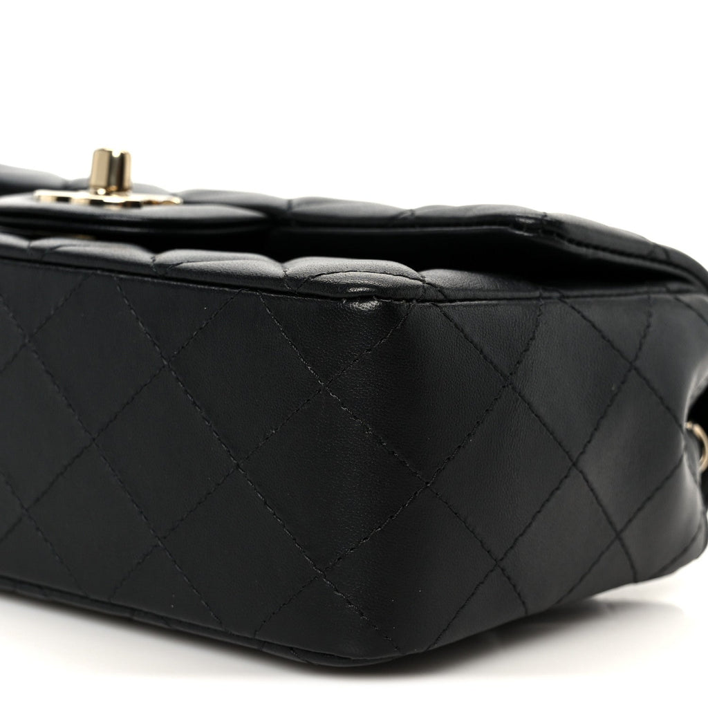 Chanel Lambskin Quilted Mini Rectangular Flap Black