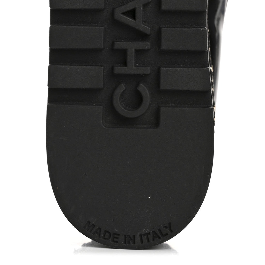 Chanel Shiny Calfskin Platform Loafers 37 Black