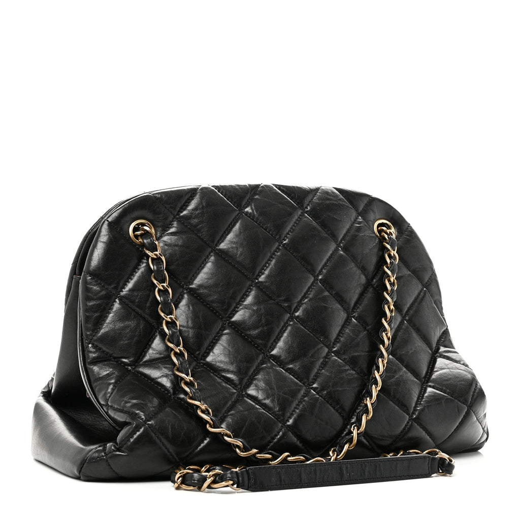 Chanel Aged Calfskin Large Just Mademoiselle Bowling Bag Black