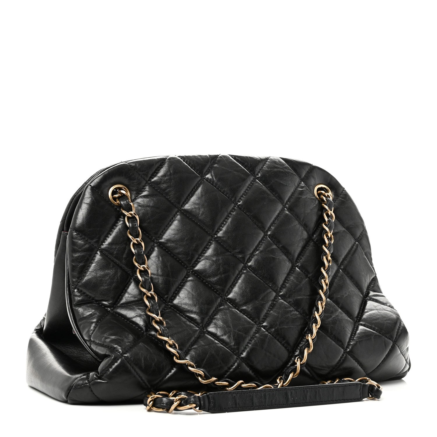 Chanel Aged Calfskin Large Just Mademoiselle Bowling Bag Black