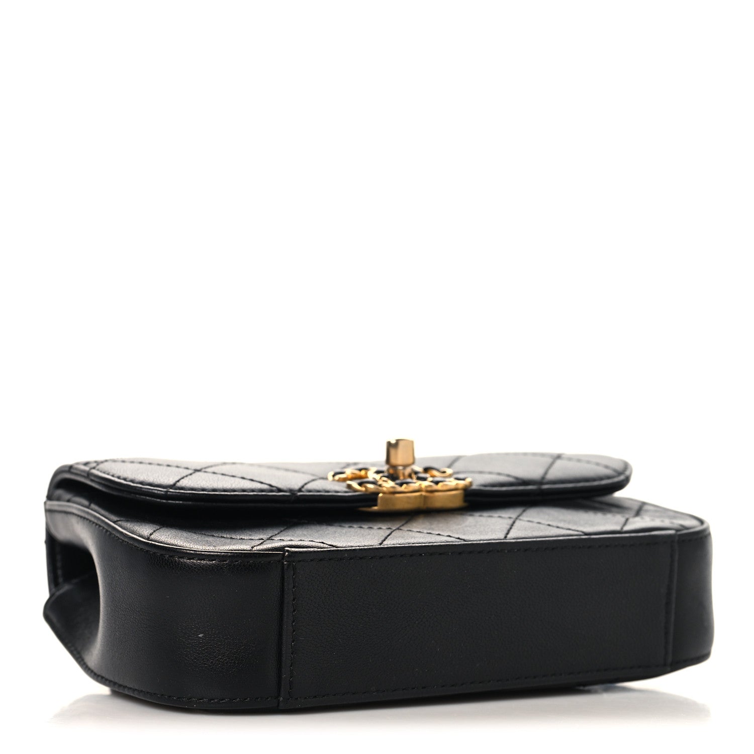 Chanel Lambskin Quilted Chain Infinity Waist Belt Bag Black