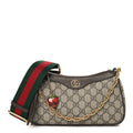 Gucci GG Supreme Monogram Textured Dollar Calfskin Web Small Ophidia GG Handbag Beige Ebony New Acero