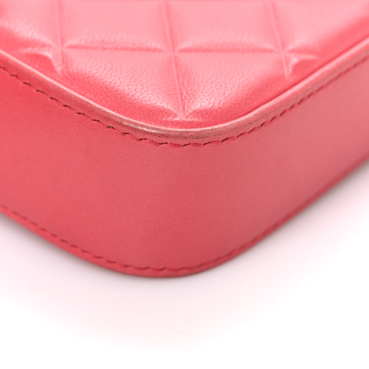 Chanel Lambskin Quilted Small Clutch With Chain Pink