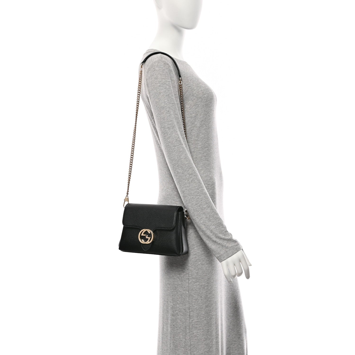 Gucci Dollar Calfskin Interlocking G Crossbody Bag Black