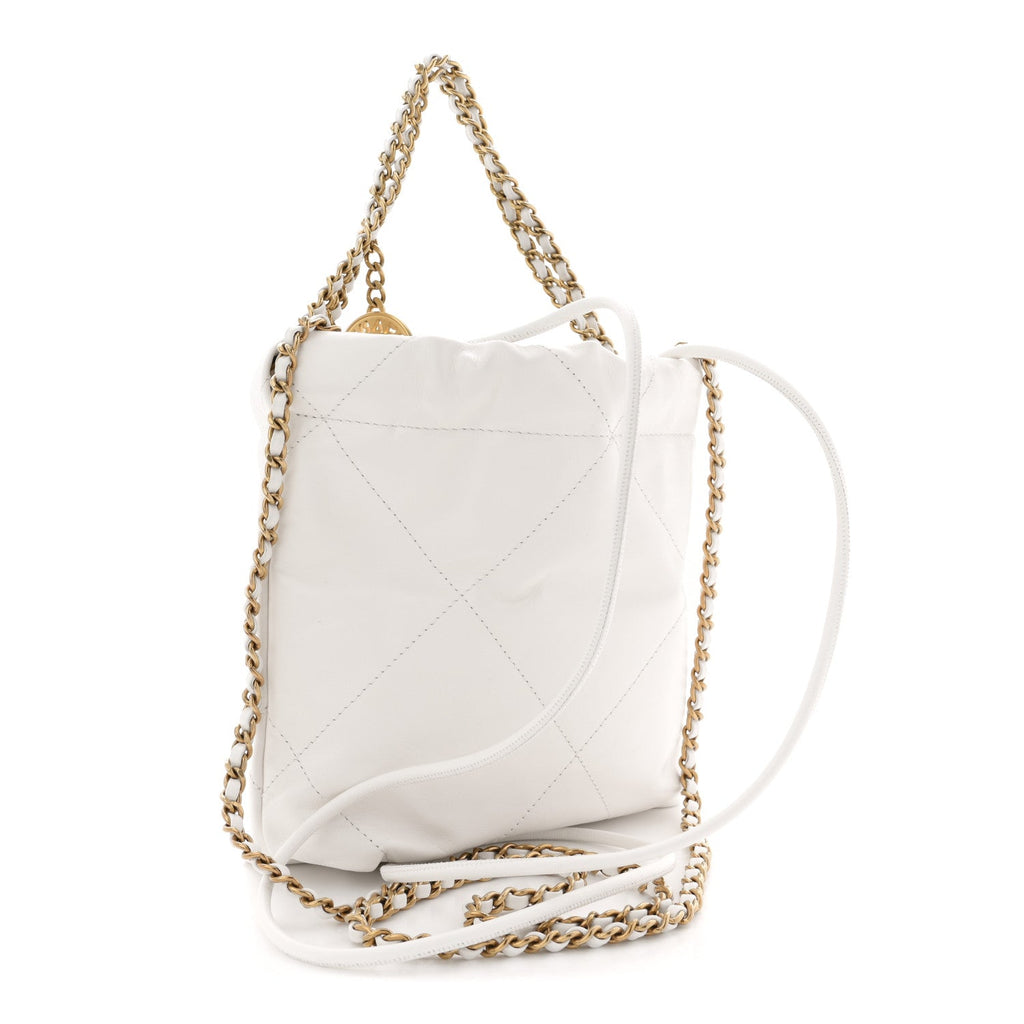 Chanel Shiny Calfskin Quilted Mini Chanel 22 White
