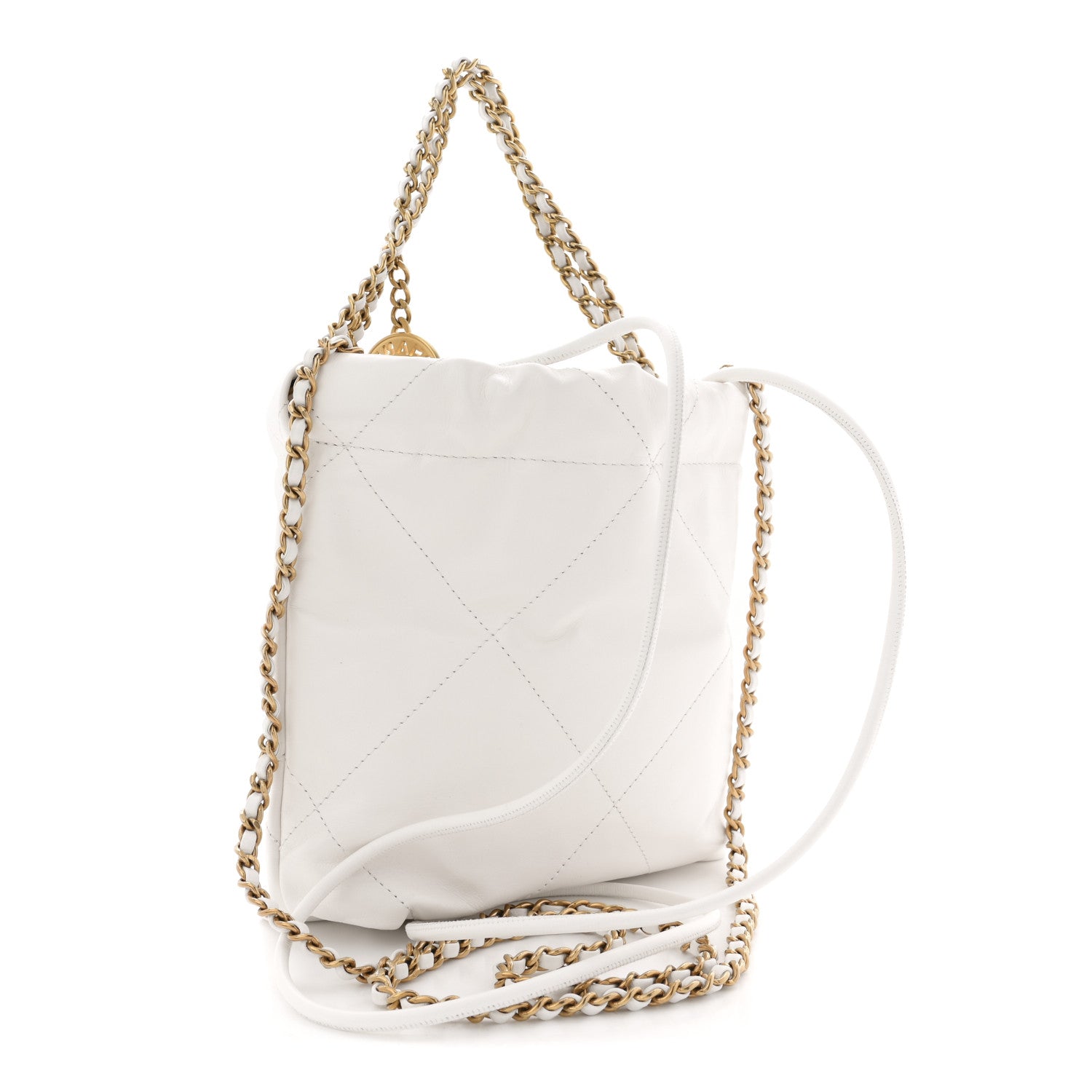 Chanel Shiny Calfskin Quilted Mini Chanel 22 White
