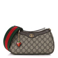 Gucci GG Supreme Monogram Textured Dollar Calfskin Web Small Ophidia GG Handbag Beige Ebony New Acero