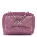 Chanel Patent Quilted Small Pocket Box Camera Case Purple