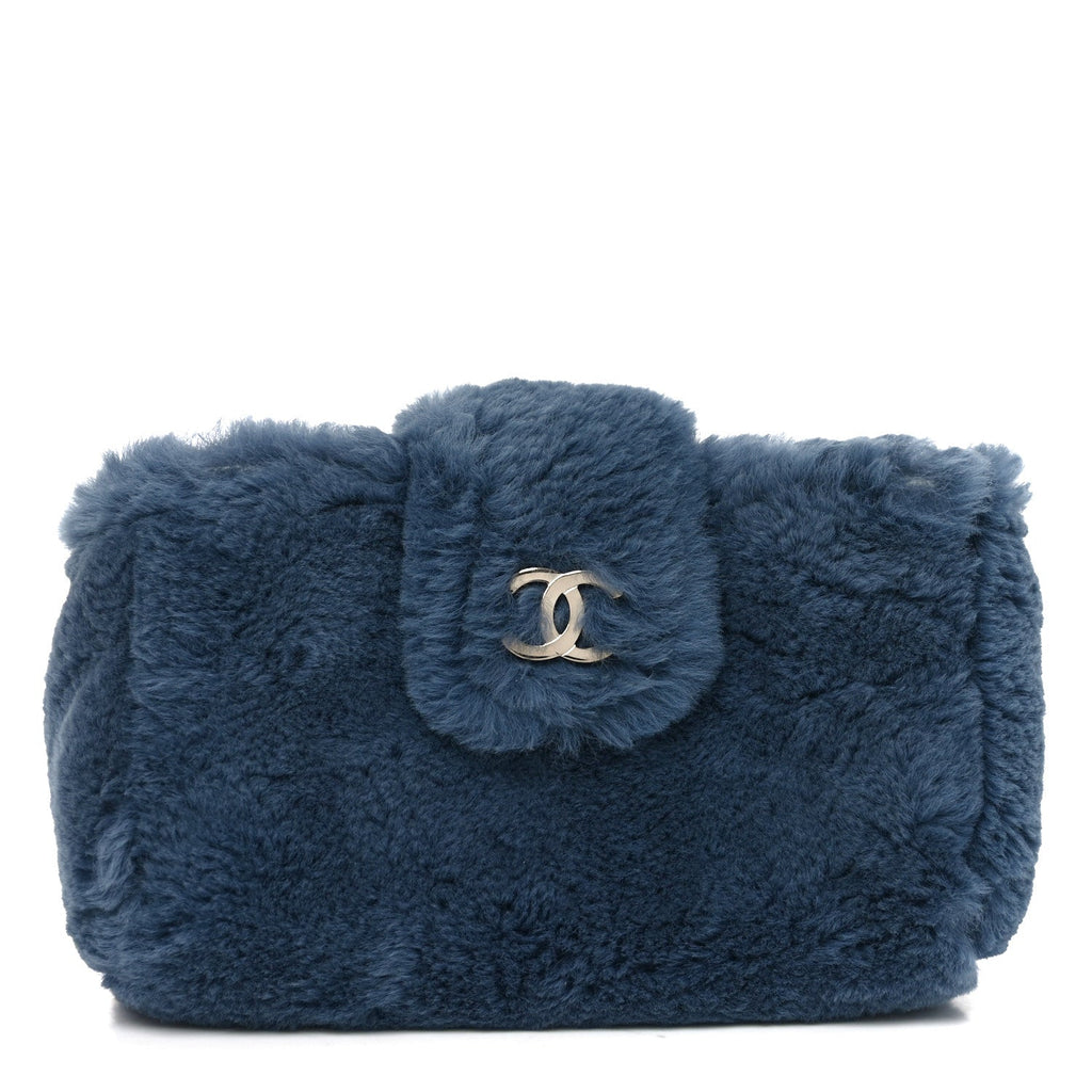 Rabbit Fur Mini CC Pouch Blue