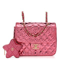 Chanel Mirror Calfskin Metallic Calfskin Quilted Hollywood Boulevard Backpack Pink