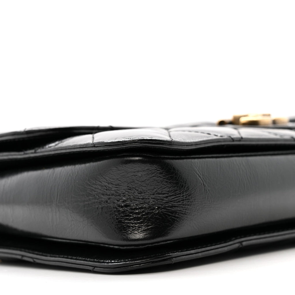 Chanel Glazed Calfskin Quilted Medium Perfect Edge Flap Black
